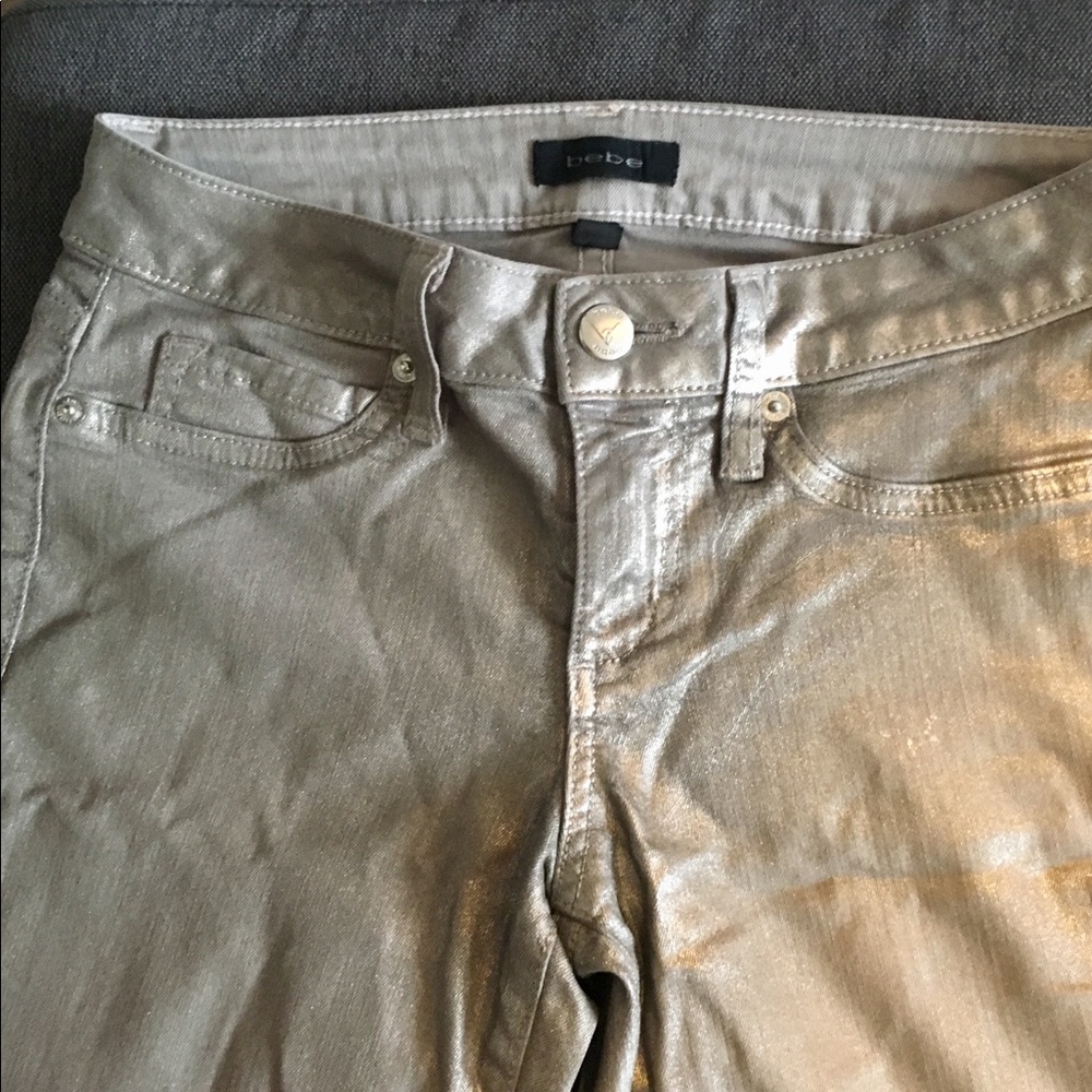 Bebe golden/shimmer coated skinny jeans